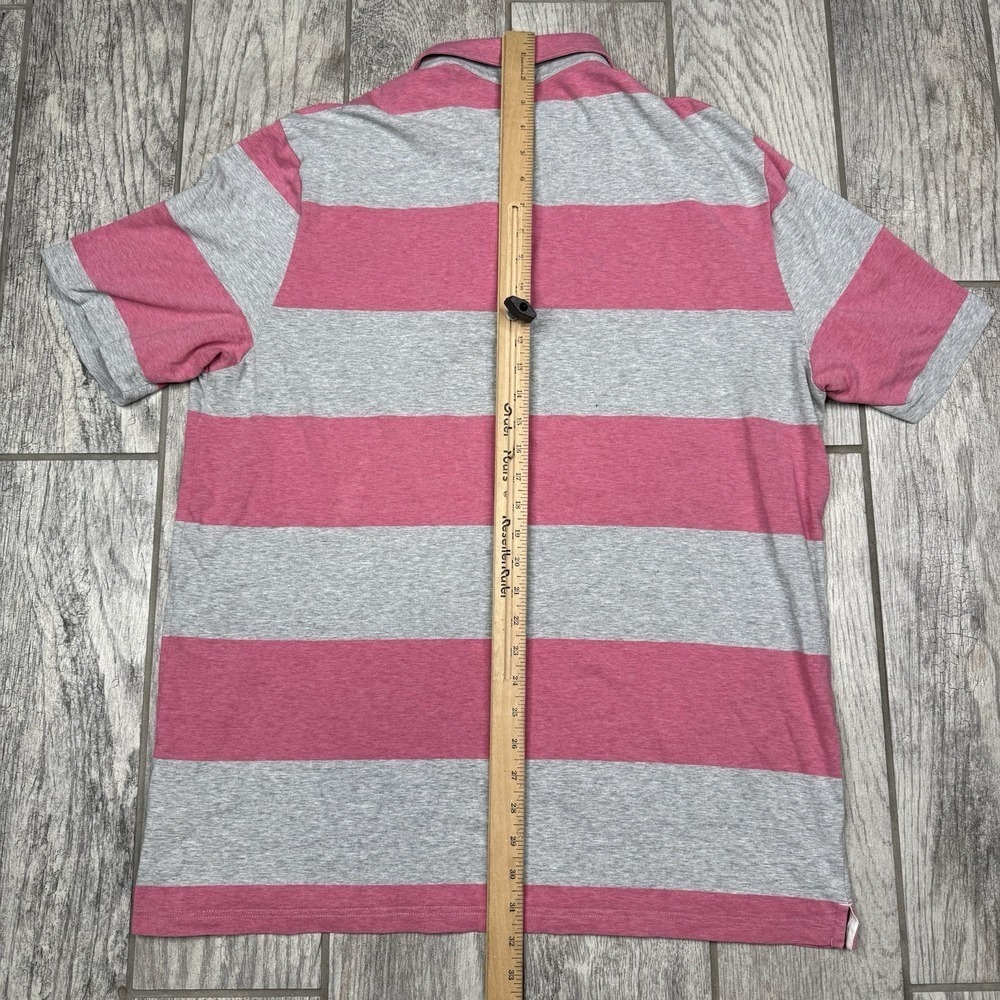 Johnnie O Hanging Out Polo Shirt Mens XL Pink/Gray Short Sleeve Preppy Striped - Picture 9 of 9
